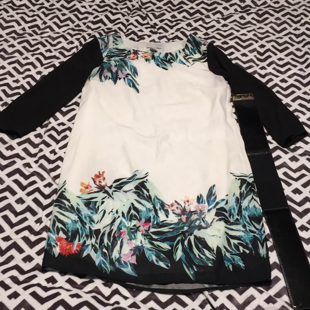 Women’s floral dress with waist belt